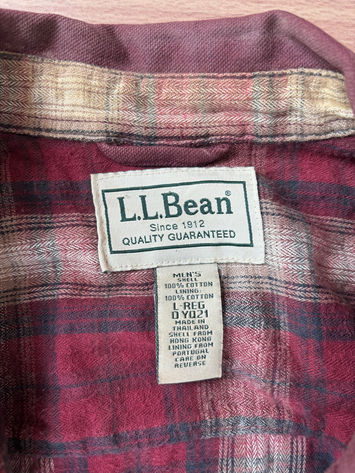 L.L.Bean Flannel-Lined Canvas Shacket (Burgundy, L)