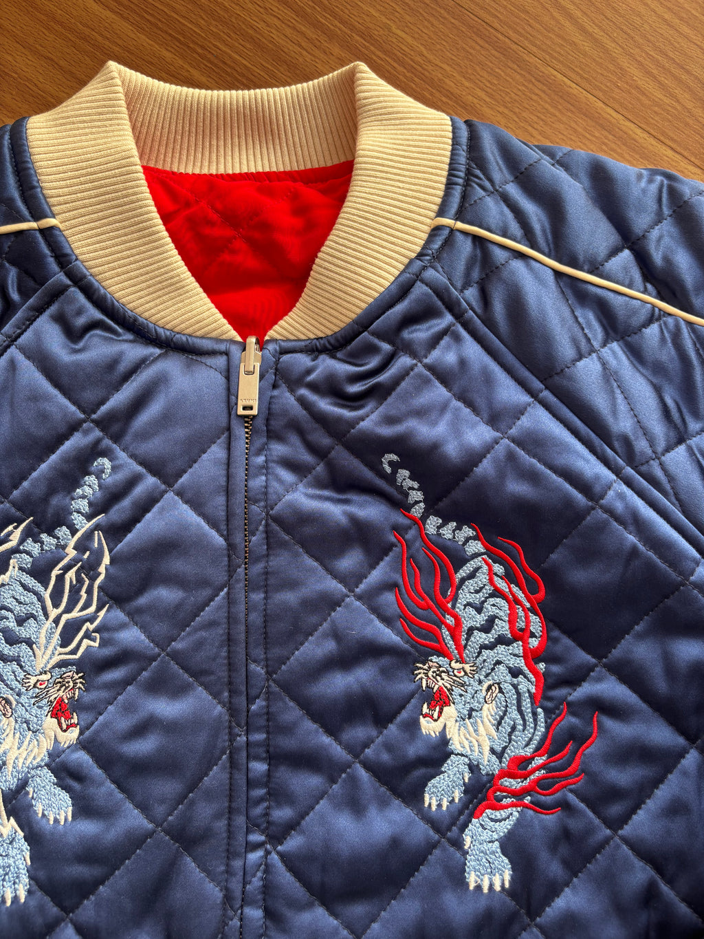 100% SILK Azuki Twin Tigers Reversible Sukajan Jacket