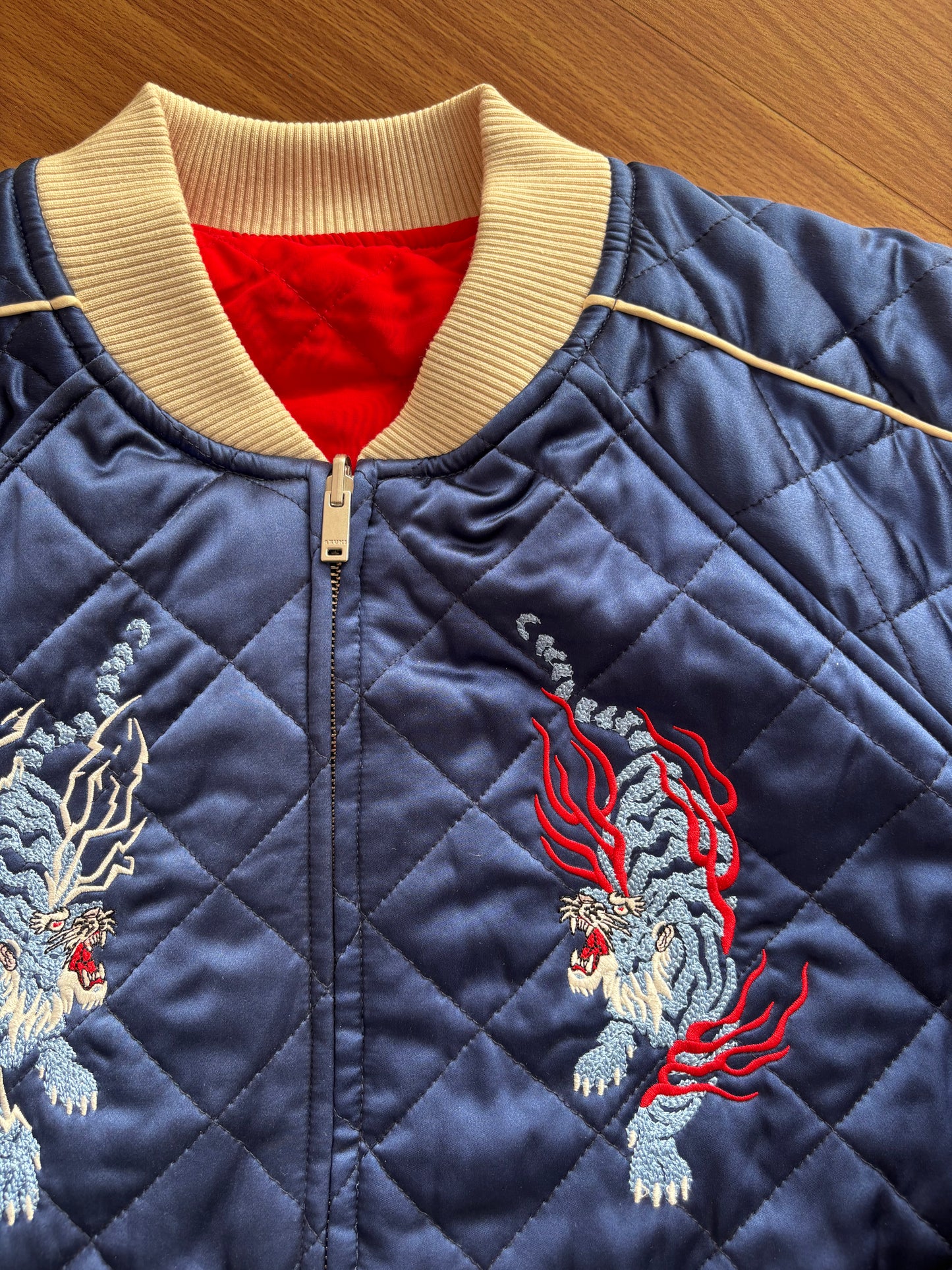 100% SILK Azuki Twin Tigers Reversible Sukajan Jacket