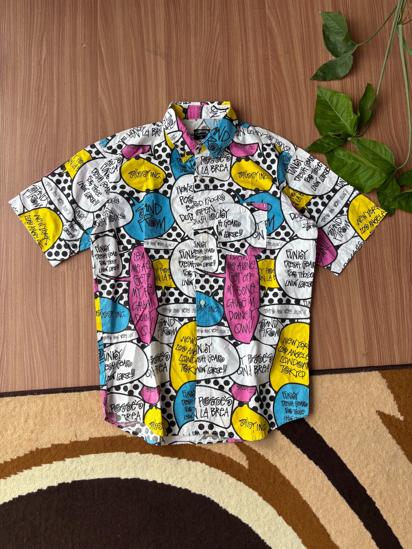 stussy comic dialogue shirt