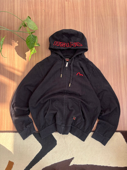 Authentic Evisu Embroidered Tiger Daruma Doll Hoodie