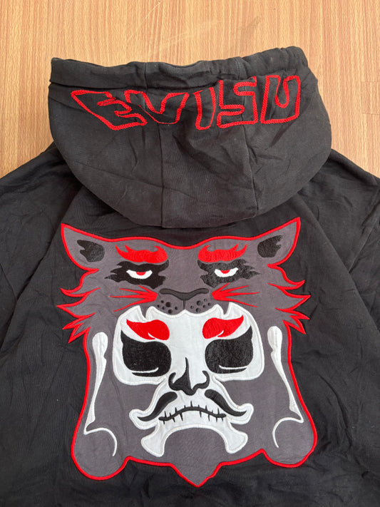 Authentic Evisu Embroidered Tiger Daruma Doll Hoodie