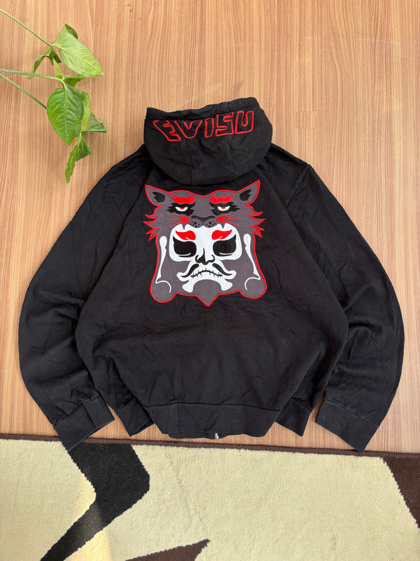 Authentic Evisu Embroidered Tiger Daruma Doll Hoodie