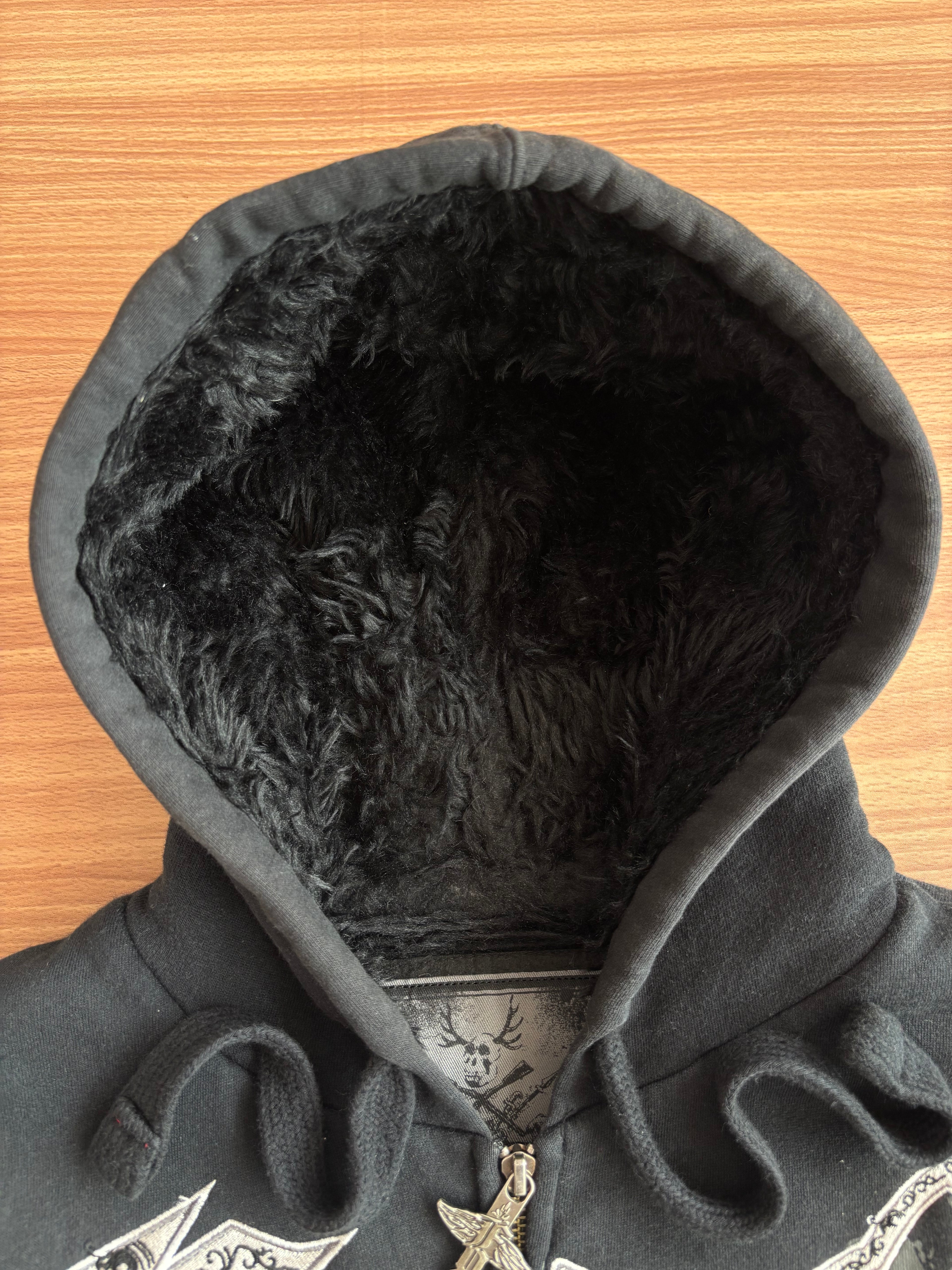 Fox fur lined heavy hoodie