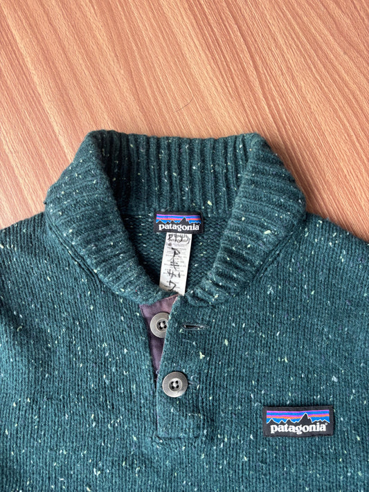 patagonia vintage wool woven sweater with  shawl collar