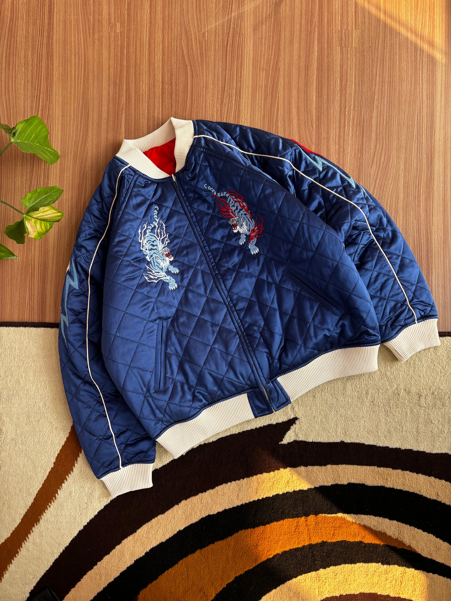 100% SILK Azuki Twin Tigers Reversible Sukajan Jacket
