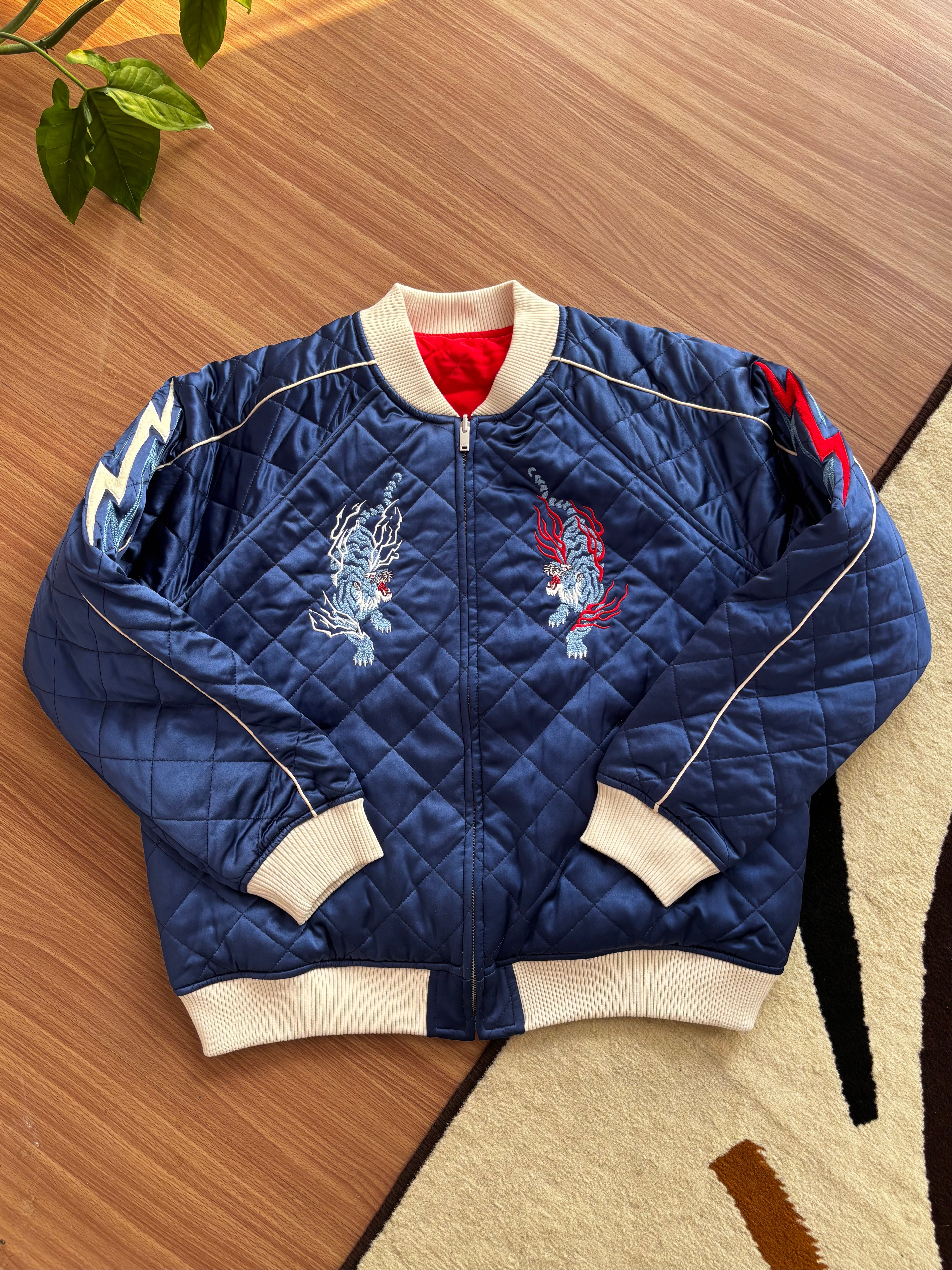 100% SILK Azuki Twin Tigers Reversible Sukajan Jacket