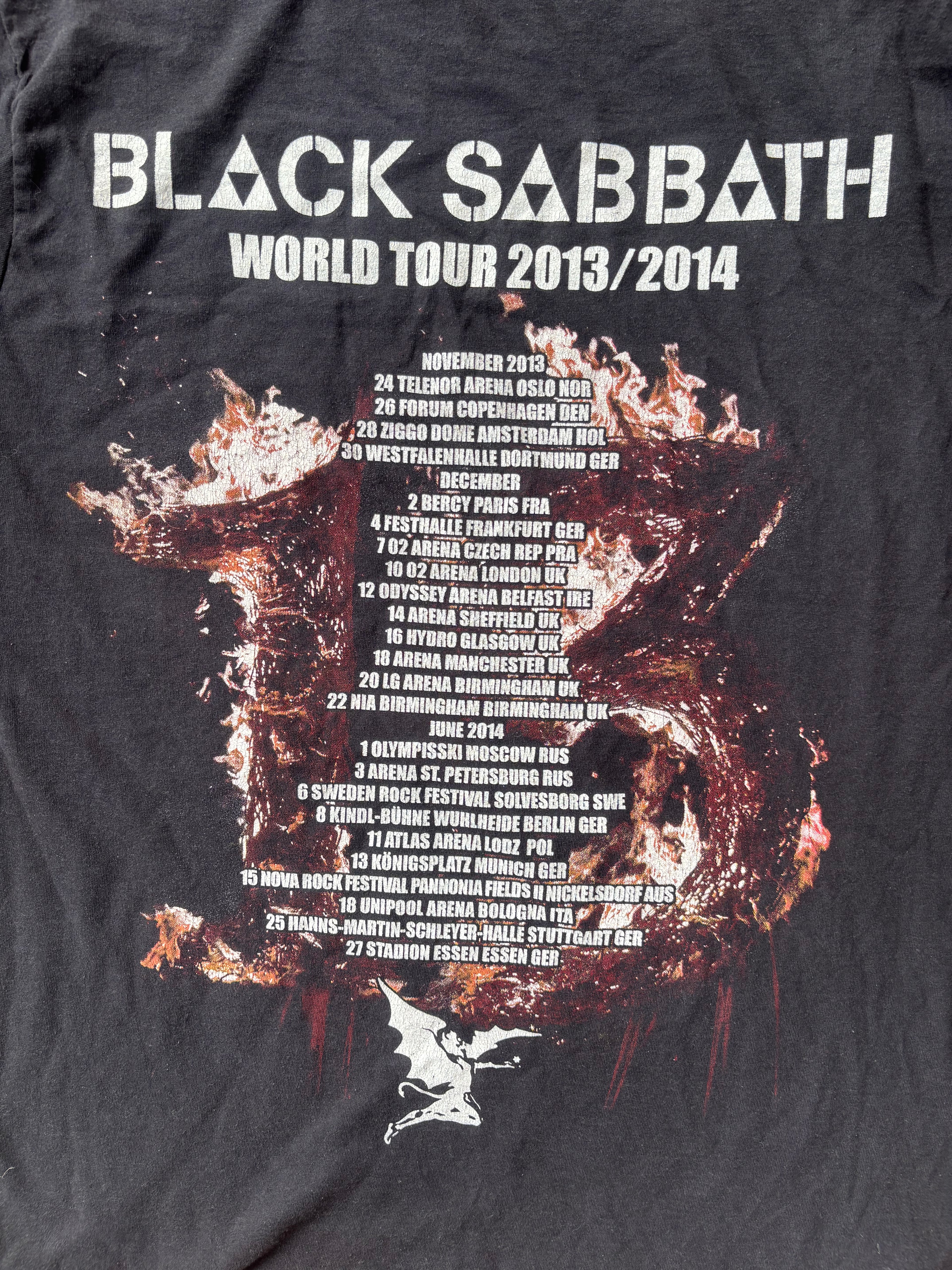 Black Sabbath og 2013/2014 world tour merch tee